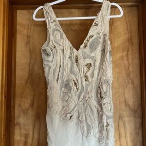 Zara Ivory Beaded and Lace Combination Dress